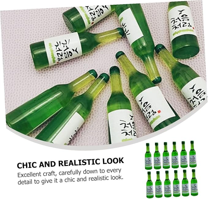 ifundom 12pcs Mini Korean Rice Wine Bottle Models Miniature Bottles for Dollhouse Kitchen Scale Diorama Decor Accessories