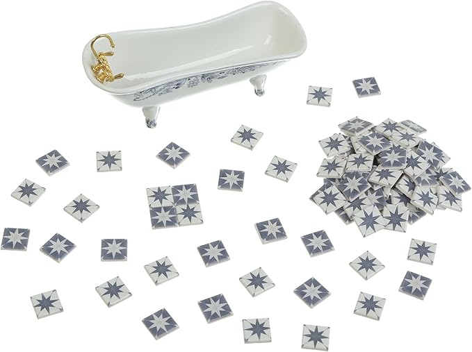 150 pcs, Dollhouse Flooring, 1:12 Scale Doll House Tiles, Miniature Checkerboard Floor, REDUCIO! (Starfall Mosaic)