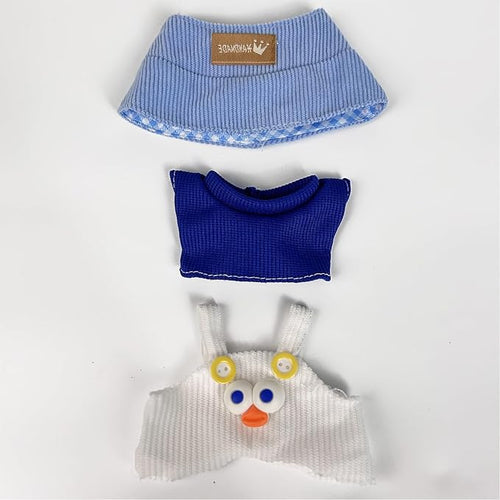 17cm Doll Clothes(NO Doll), Cute Dolls Outfit Accessories with Hat + Top + Suspenders Pants, Small Kawaii Clothes Set for Dolls(Style 20)