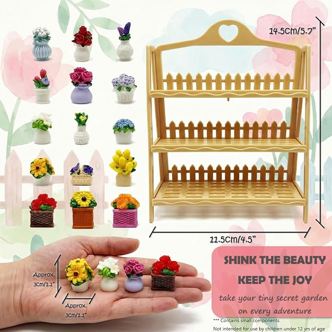 TAC IBEX Miniature Flower Figurines 15 Pcs Mini Plants Office Desk Decoration Tiny Resin Flowers Figures Accessories Ornament Bonsai Landscape