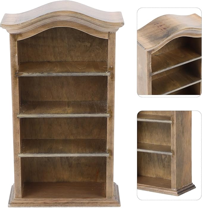 Cabilock 1/12 Miniature Shelf Mini Bookshelf Bookcase Doll House Book Shelf Storage Shelf Miniature Book Shelf Doll House Decor(Black)