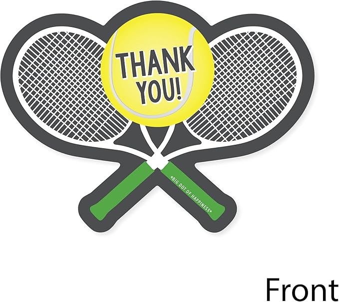 Big Dot of Happiness You Got Served - Tennis - Shaped Thank You Cards - Baby Shower or Tennis Ball Birthday Party Thank You Note Cards with Envelopes - Set of 12