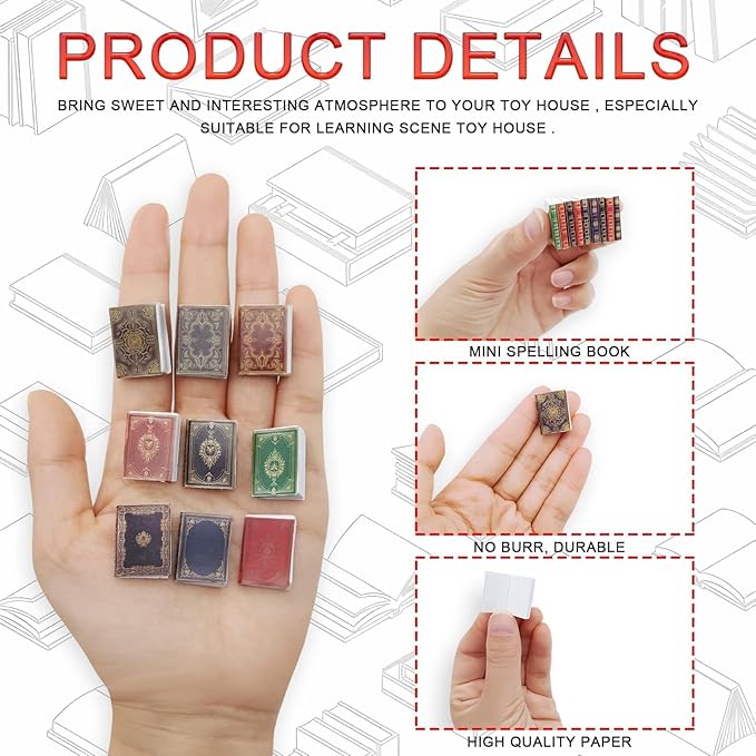 BLMHTWO 30 Pieces 1: 12 Scale Miniature Books Dolls House Books Miniature Books for Dolls House Dolls House Miniatures Writable Page-Turnable Reusable Minature Books for Dolls Bedroom Study Room