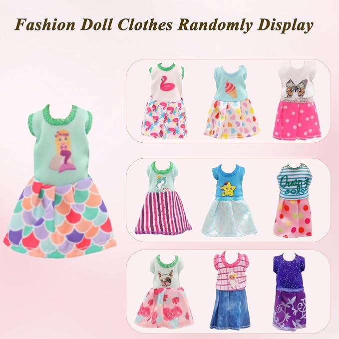 Mini 6 inch Doll Clothes and Accessories Set for Chelsea Dolls, Including 14 Fashion Doll Clothes 5 Hangers 4 Shoes 2 Glasses 2 Comb 1 Luggage 1 Earphone for 5.3 - 6 Inch Dolls(Doll not Including)
