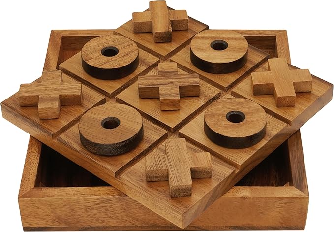BSIRI Extra Large Tic Tac Toe Board Games - Ideal for Kids Games, Family Games and Game Night for Adults, Farmhouse Decor for Coffee Table Decor, Unique Gifts for All Occasion (8.6 Inch)