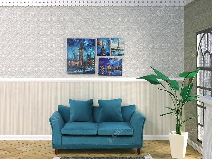 iLAND Originality Dollhouse Wallpaper 39 * 15.7 inch, Dollhouse Accessories on 1:12 Scale or 1:6 Scale (Poetic Elegance)