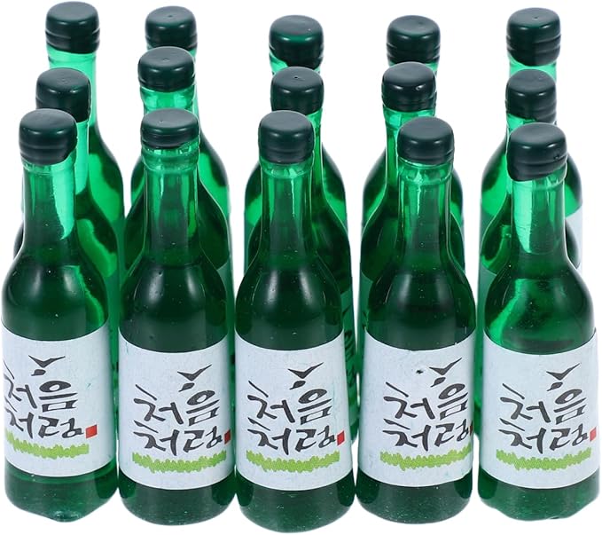 Totority Mini Korean Rice Wine Bottles Realistic Simulated Soju Bottles with Cork for Dollhouse Mini House D Cor Photo Props and Desktop Decoration