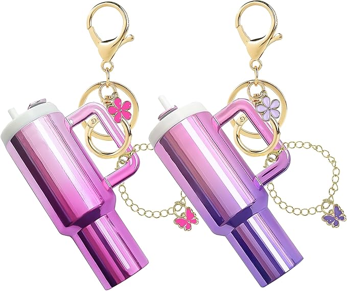 ERTUNA Mini Tumbler Keychain Accessories for Stanley Cup, 2 Way Cute Charms Chapstick Lip Balm Holder for Women Purse Handbag