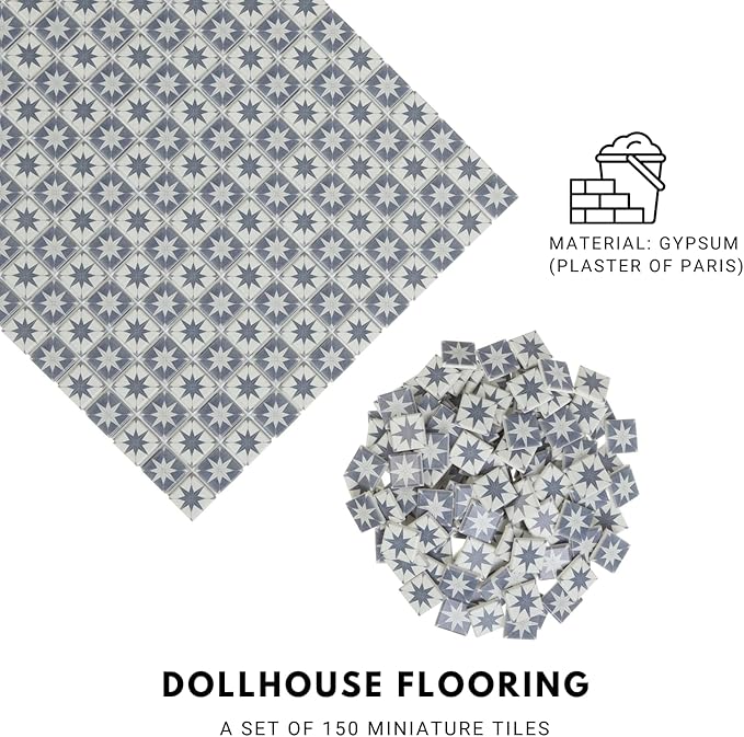 150 pcs, Dollhouse Flooring, 1:12 Scale Doll House Tiles, Miniature Checkerboard Floor, REDUCIO! (Starfall Mosaic)