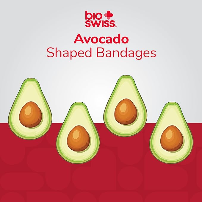 BioSwiss Bandages, Avocado Shaped Self Adhesive Bandage Set, Latex Free, Sterile Wound Care, 50 Count
