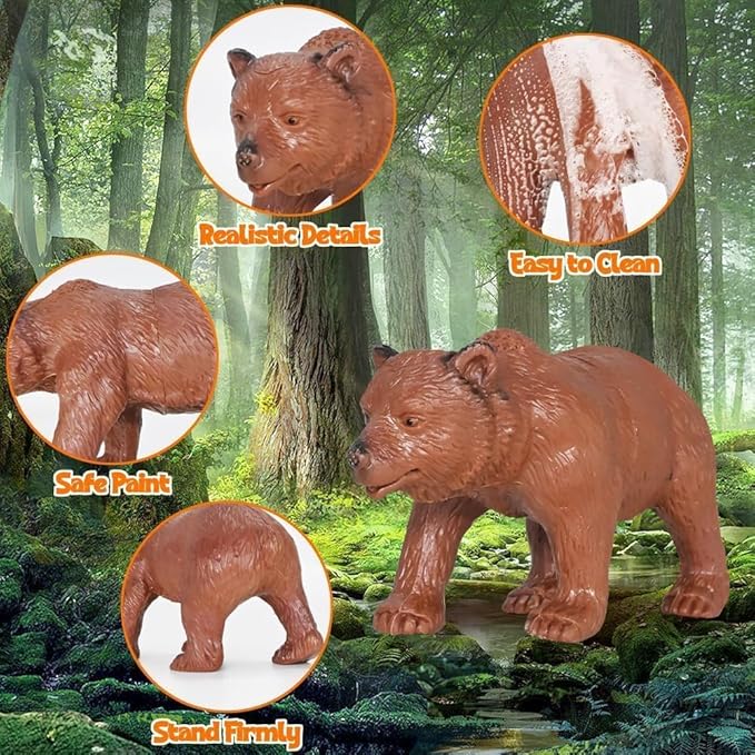 24Pcs Safari & Zoo Animals Figures, Realistic Plastic Animal Toys Set for Kids 1 2 3, Educational Jungle Animals Figures Playset, Party Supplies Birthday Gifts Christmas Stocking Stuffers