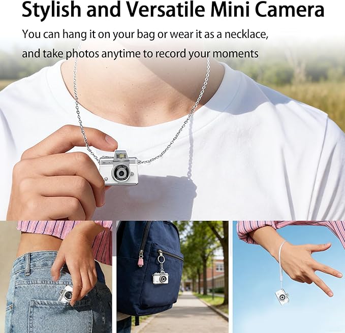 Pyxfeiiu Mini Keychain Camera,1080p Video Mini Digital Camera,Retro Flip Screen Small Bodycam,with Adapter and 32GB Card (Expandable to 128GB),USB Charging Long Battery Life for Kid,Travel,Vlog