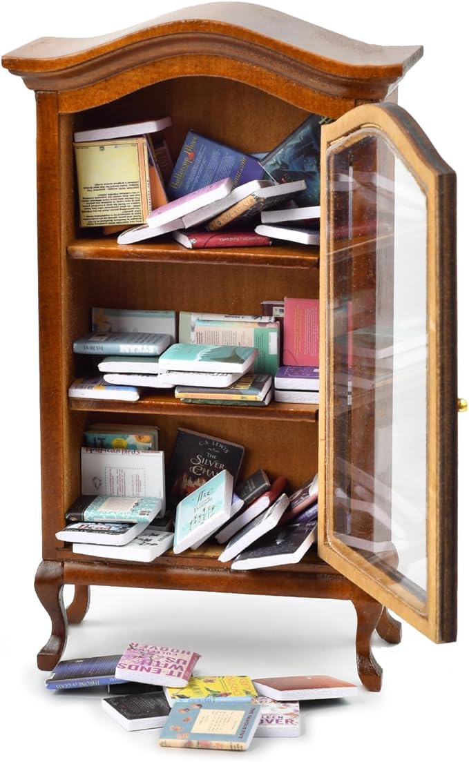 Anxiety Bookshelf, Anxiety Bookshelves, Mini Bookshelf, Handcrafted Mini Bookshelf with 100+ Unique Miniature Books, Small Bookshelf Miniature Library, for Book Lovers
