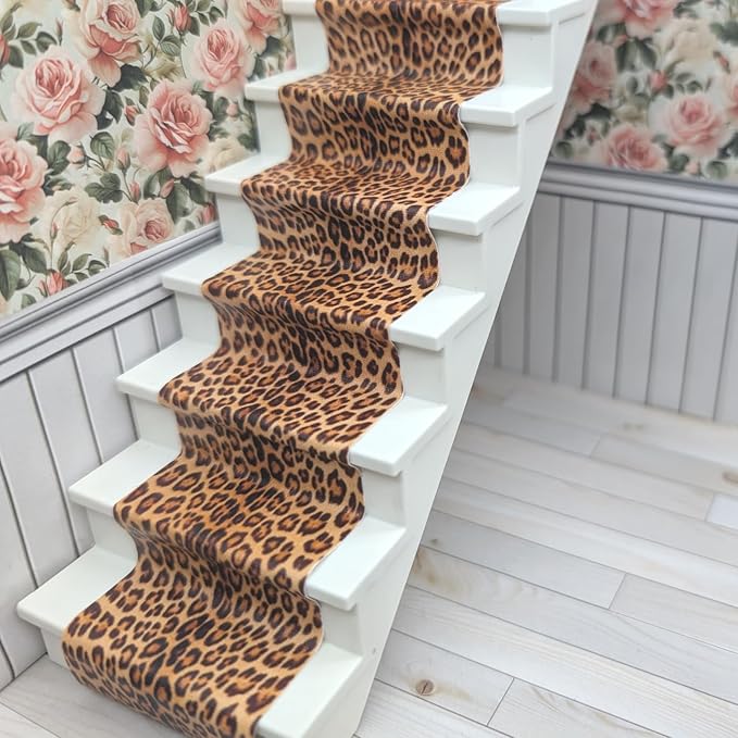 Self-Adhesive Carpet with Real Textile Structure for Dollhouses Scale 1:12 (Leopard Pattern)