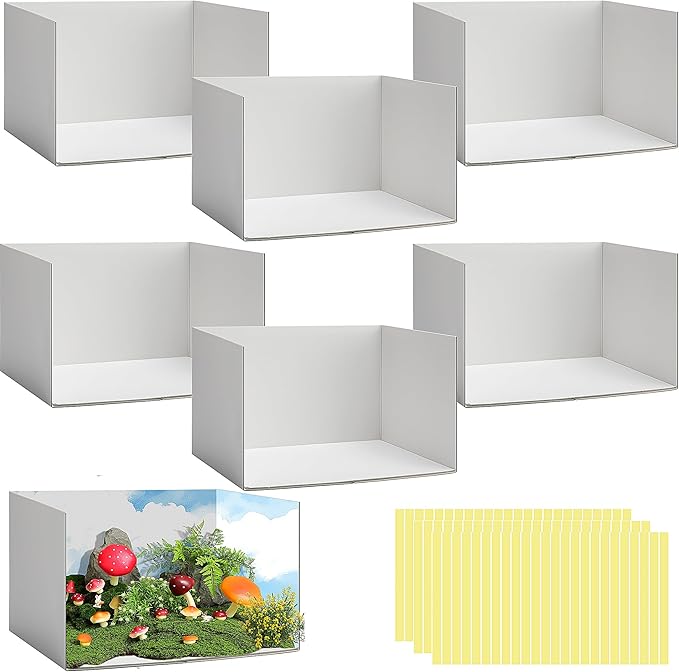 codree 6 Pcs Lengthen Cardboard Diorama Kit, 13 x 8.7 x 8.3 Inch Diorama Box for Display, Diorama Project Supplies Display Case with Double Sided Tapes for DIY Crafts Toys