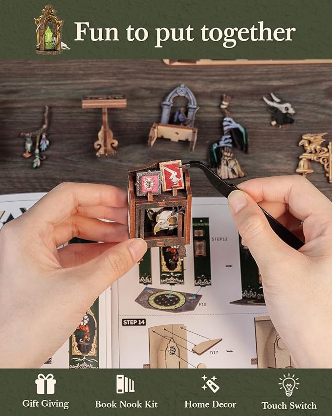 CUTEBEE Book Nook Kit - DIY Miniature House Magic Dollhouse Kit for Adults, Booknook Tiny House Bookshelf Decor 3D Wooden Puzzle, Gifts for Family, Friends (The Darkness Herbarium)