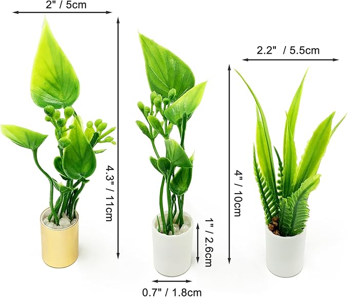 3Pcs Miniature Potted Plants Trees Artificial 1:12 Mini Dollhouse Greenery Scene Bonsai Model Micro Landscape Decoration