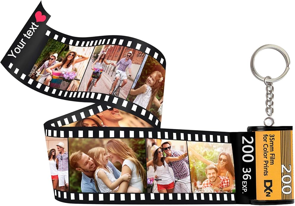 Personalized Custom Photo Picture Camera Film Roll Keychains with Photo Reel Album, Personalized Gifts with MultiPhoto