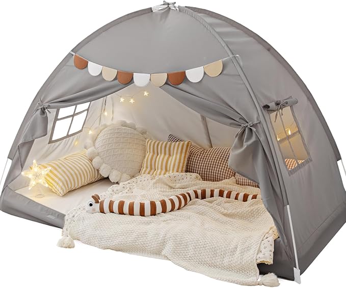 Sherilyn Bed Tent Bed Canopy Bunk Twin Size for Kids, Toddler Tent Indoor Floor Privacy Sleeping Tents Playhouse Drafty Room, Twin Bed Tents Blackout Space on Bed for Boys Girl Birthday, House Gift