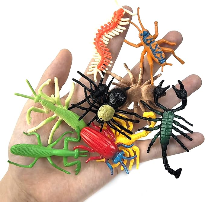 48PCS Mini Bug Toys Fake Plastic Bugs and Insects for Kids Toddler Halloween Birthday Party Favors Easter Valentines Basket Stuffers Goodie Bag Fillers April Fool's Day Prank Gifts