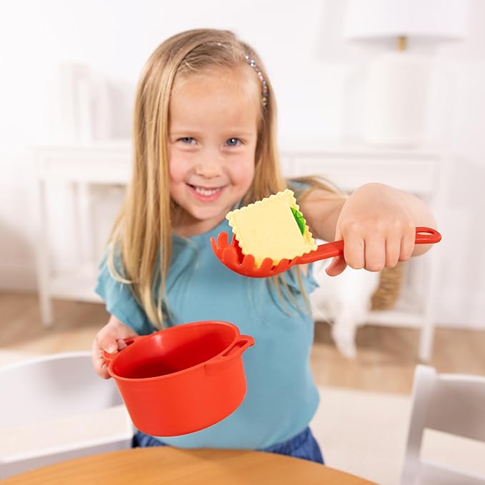Melissa & Doug Prepare & Serve Pasta Set with Toy Food & Kids Play Kitchen Accessories, Montessori-Inspired Preschool Learning Toys for Girls & Boys 3+