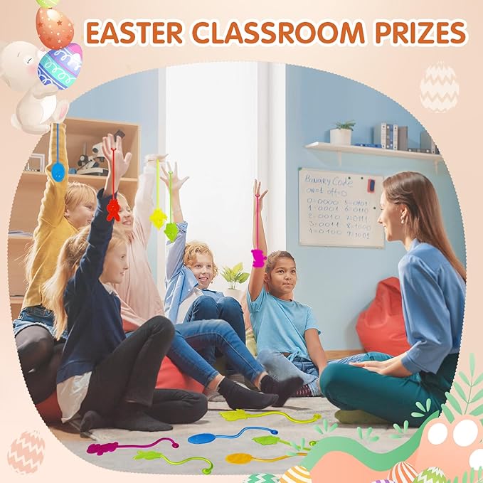 Easter Sticky Hands Bulk 42 PCS Party Favors for Kids Easter Egg Fillers Basket Stuffers Stretchy Sticky Hand Toy Goodie Bag Stuffers Classroom Prizes for Kids Toys Carnival Birthday Party Supplies