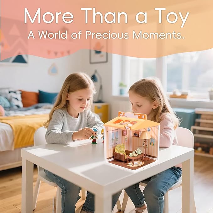 DIY Miniature House Play Kit,Playhouse Toys for Boys and Girls, Home Scene Toys, Suitable for Children Aged 345678, immersive Experience of Life Scenes (Sunny Hugs Living Room)