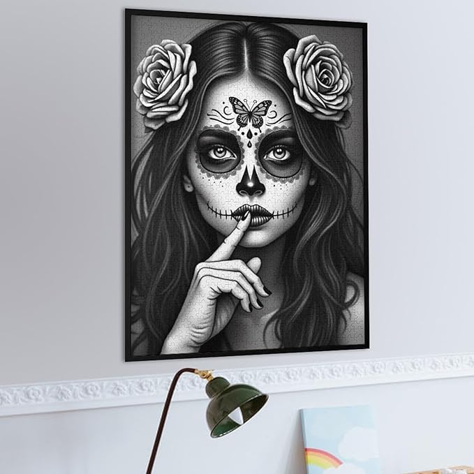 Jigsaw Puzzles for Adults 1000 Piece - Gorgeous Sugar Skull Lady Day of The Dead Wooden Puzzle,Educational Games，Challenge Puzzles Puzzle Games,Stress Relief Games,Funny Puzzles