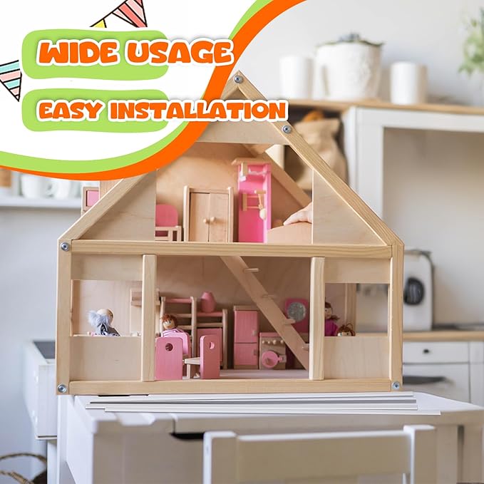 Relaxgiant 12 Pcs Miniature Dollhouse Trim Dollhouse Accessories 3 Styles on 1: 12 Scale 16'' Long Wooden Trims Finishing Corner (Contemporary Rounded)