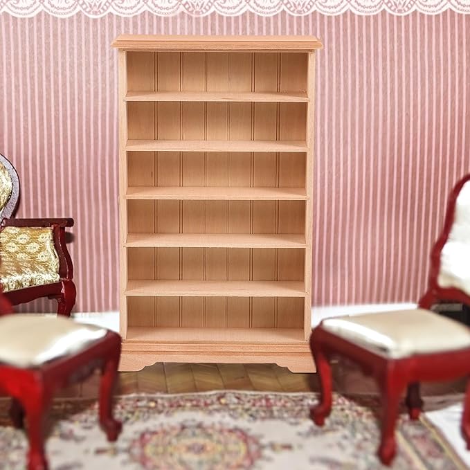 HANABASS 1:12 Dollhouse Storage Cabinet Wooden Dollhouse Furniture Miniature Bookshelf Display Shelf Accessories for Doll House Decor