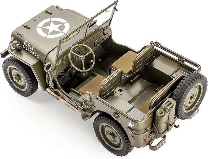 WOWRC RocHobby 1/12 1941 MB Scaler RC Jeep, 4x4 Hobby Grade RTR RC Car Mini RC Rock Crawler Military, 2.4Ghz RC Truck with LED Lights, Battery and USB Charger for Adults