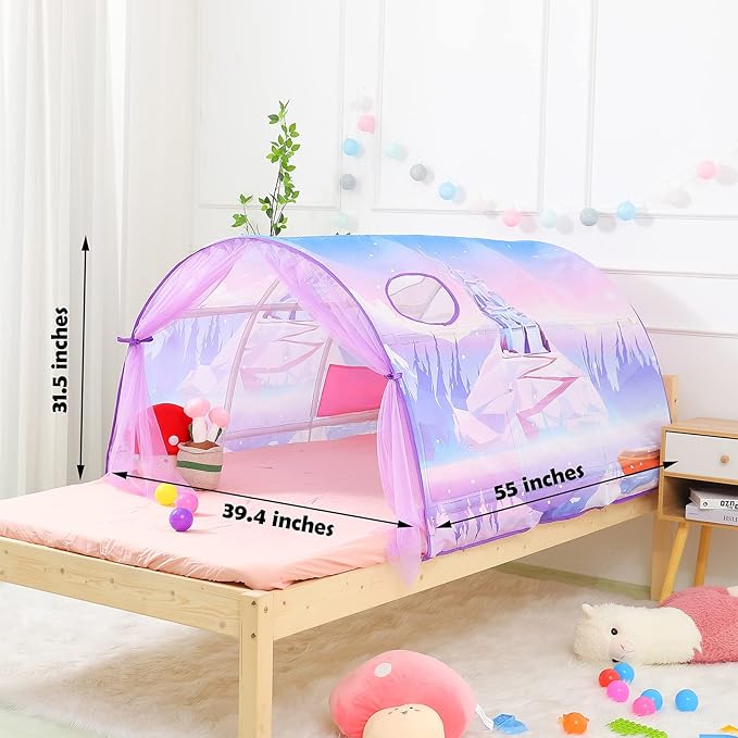 Bed Tent for Kids Lucky Castle Bed Tent Foldable Game House for Children Play Tents for Girls Boys Sleeping Canopy Playhouse