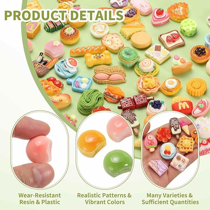 Dollhouse Miniature Food, Cute Mixed Steamed Bread Figures Toys Mini Resin Foods Trinkets for Pretend Play Kitchen Cooking Game & Doll House Decor (Mixing Colors, 20pcs)