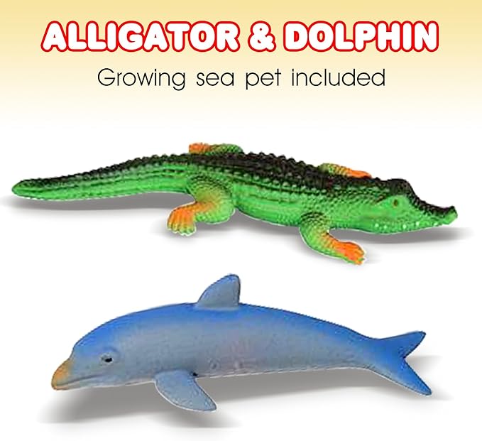 ArtCreativity Growing Sea Animals 6 Different Water Expanding Sea Creatures - Grows 6X Larger, Amazing Sensory Jelly-Like Toy, Fun Educational Gift, Party Favor, Easter Basket Stuffer for Kids