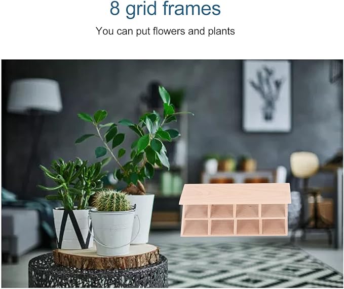 AMONIDA Dollhouse Mini Shelf Rack, 8 Grids Decorative 1: 12 Scale Furniture Plain Color Dollhouse Wood Storage Rack for Living Room