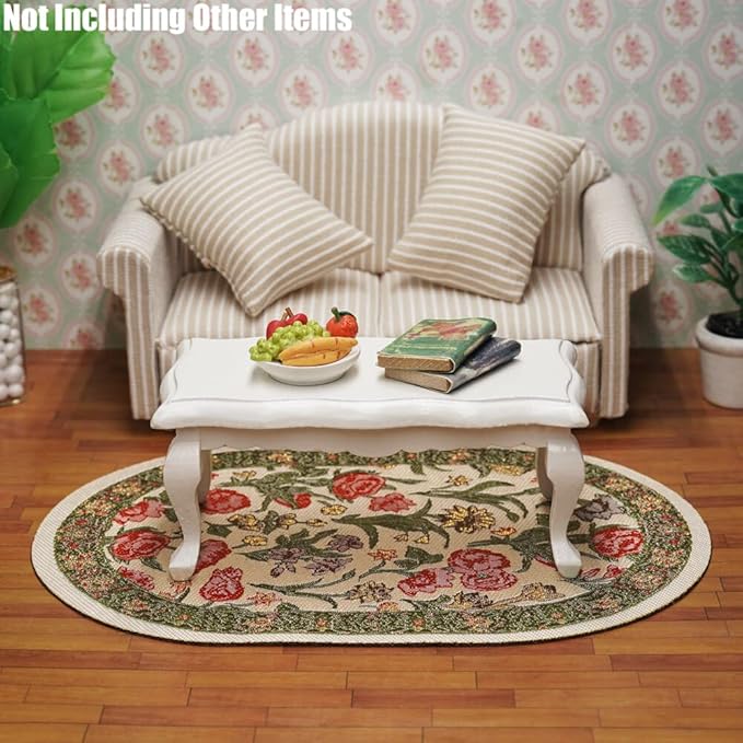 Odoria 1/12 Miniature Rugs and Carpet Dollhouse Decoration Accessories, Green