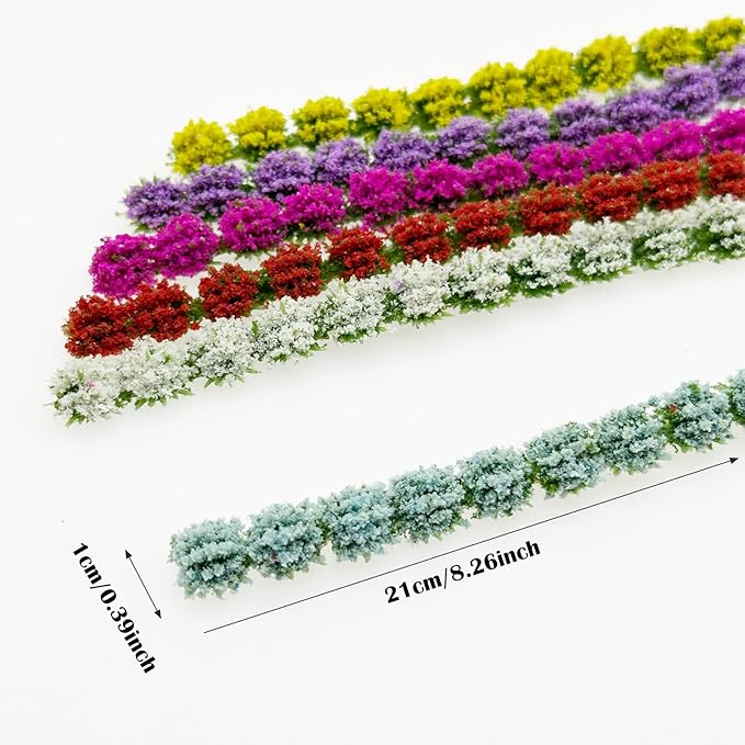 Woohome 12 PCS Flower Cluster Model, Static Grass Model Grass Tufts Set for DIY Miniature Train Landscape Terrain Railway Scenery Decorations