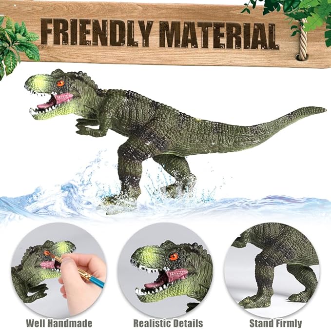 OENUX Dinosaur Toys for Kids 3-5,12pcs Realistic Jurassic Dinosaur Figures Playset w/ Educational Booklet, Toddler Plastic Dinasour Including T-Rex, Triceratops, Dino Learning Toy for Boy Girl Age 4-7