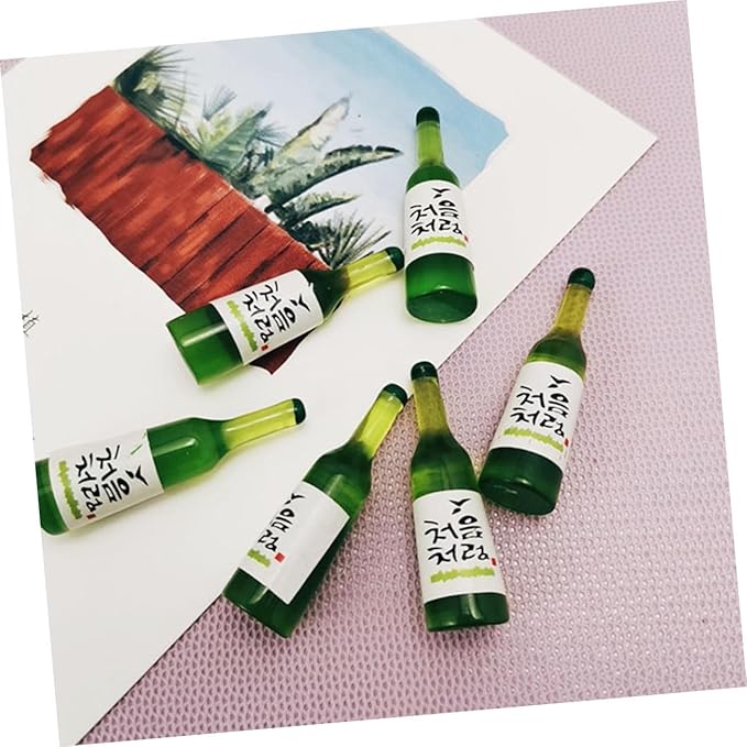 BCOATH 12pcs Mini Korean Rice Wine Bottle Models Miniature Wine Bottles for Dollhouse Decor Realistic Mini House Accessories for Kitchen and Garden Safe Ornaments for Collectors