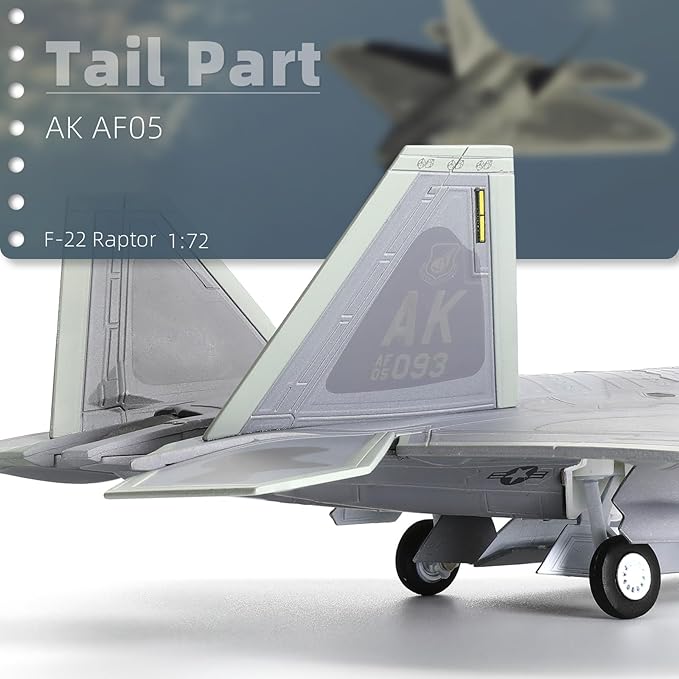USA F-22 Raptor Fighter Attack Pre-Build Model 1:72 Aircraft Alloy Diecast Airplane Military Display Model Aircraft for Collection or Gift (AK 093)