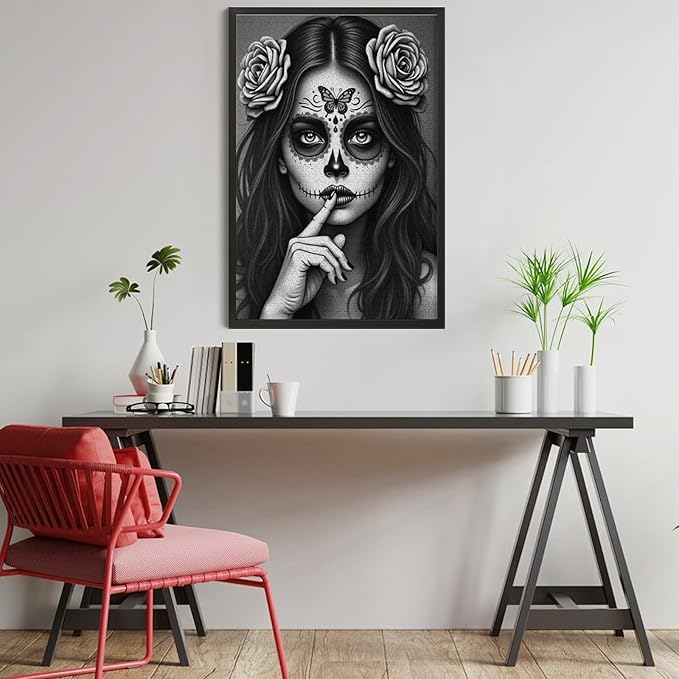 Jigsaw Puzzles for Adults 1000 Piece - Gorgeous Sugar Skull Lady Day of The Dead Wooden Puzzle,Educational Games，Challenge Puzzles Puzzle Games,Stress Relief Games,Funny Puzzles