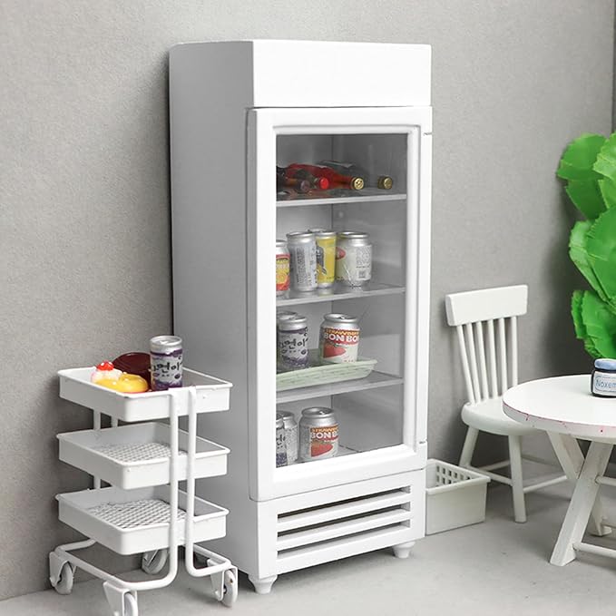 Miniature Dollhouse Accessories, Realistic Faux Wooden Refrigerator Dollhouse Accessories, Exquisite Miniatures Toys