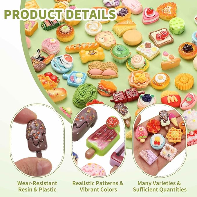 Dollhouse Miniature Food, Cute Mixed Fruit Sauce Popsicles Figures Toys Mini Resin Foods Trinkets for Pretend Play Kitchen Cooking Game & Doll House Decor (Mixing Colors, 20pcs)