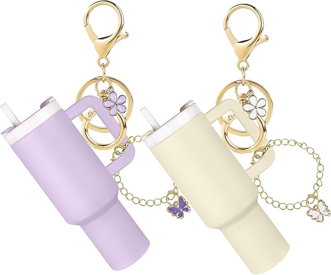 ERTUNA Mini Tumbler Keychain Accessories for Stanley Cup, 2 Way Cute Charms Chapstick Lip Balm Holder for Women Purse Handbag