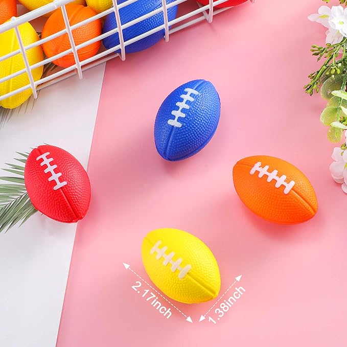 Blulu 30 Pack Mini Footballs Foam Stress Ball Bulk 2.17" for Kids Adult School Party Favor Gift Small Sports Valentines Ball Toy for First Year Down Birthday Party Homecoming Game Goodie Bag Stuffer