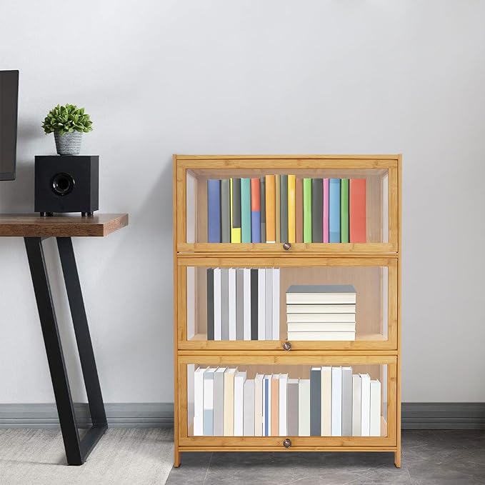 Display Cabinet, Display Case Mode Toys Shelf with 15kg/33lbs Load,Freestanding Large Capacity Storage Cabinet for Display Crafts, Action Toys, Books, DVD/CD Collections, Documents 31.5*12.6*41.7in