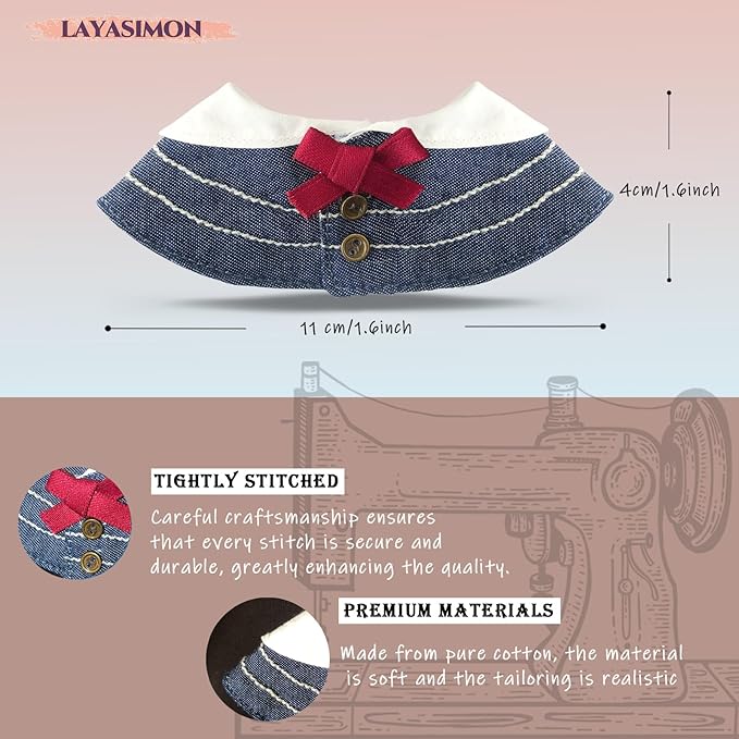 Clothes for 6.7in/17cm Dolls (Without Dolls) Sets and Accessories,6PCS (Hat + Bow + Glasses + Shawl + Pants + Shoes), Collectors and As Gifts. (Academic Style-Blue)