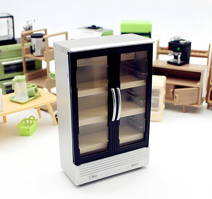 Miniature Can Open Door Refrigerator Model – 1:12 Scale Creative Kitchen Appliance, DIY Micro Scene Refrigerator for Dollhouse Furniture, Life Scene Display, Collector & Craft Enthusiast Décor (B)