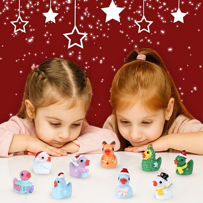 54 PCS Tiny Ducks Mini Resin Christmas Ducks Miniature Colorful Figures Ornament for Xmas, Craft, Dollhouse, Slime, Home Decorations (Christmas 3)