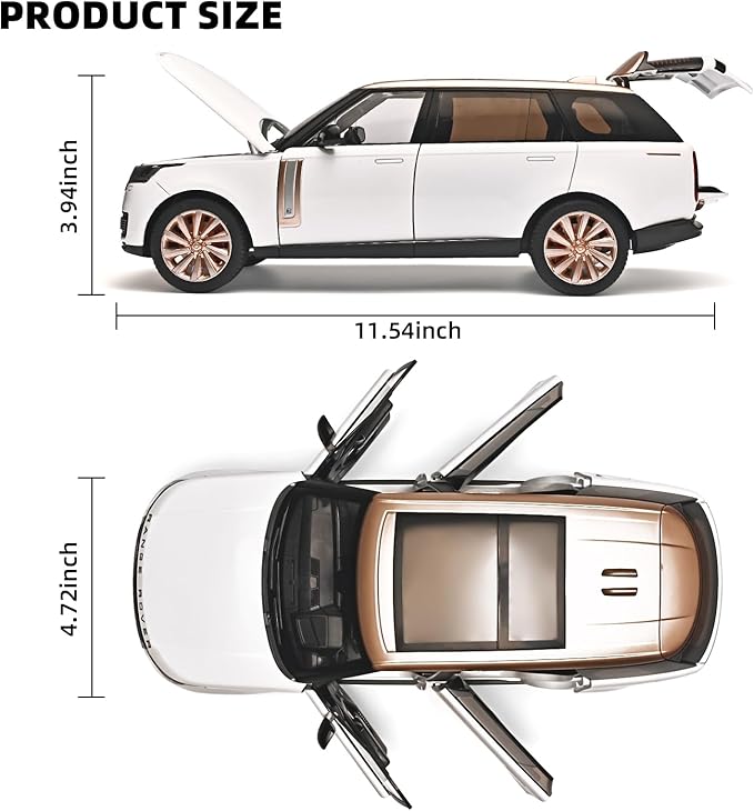 Car Toys for Boys 1/18 Diecast Cars Compatible with Land Rover Range Rover Model Car Kits Collection,Metal Off-Road SUV Toy Car with Light and Sound,Cars for Kids Ages 3-5（White）
